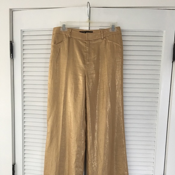 Ralph Lauren Black Label Pants - Ralph Lauren Wide Leg Gold Pants Size 4